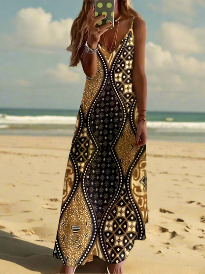 Women's Elegant Vintage Sleeveless V-Neck Halter Summer Dress Collection - ALOE WINGS STORE