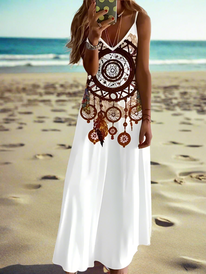 Women's Elegant Vintage Sleeveless V-Neck Halter Summer Dress Collection - ALOE WINGS STORE