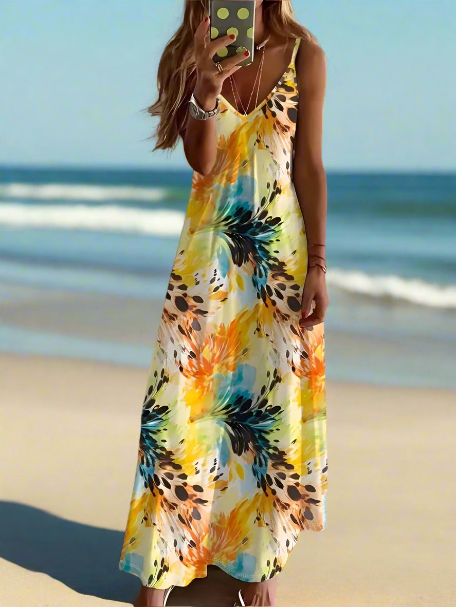 Women's Elegant Vintage Sleeveless V-Neck Halter Summer Dress Collection - ALOE WINGS STORE