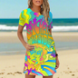 Fashionable Fluorescent Summer Mini Dress with 3D Patterns Collection - ALOE WINGS STORE