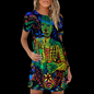 Fashionable Fluorescent Summer Mini Dress with 3D Patterns Collection - ALOE WINGS STORE