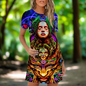 Fashionable Fluorescent Summer Mini Dress with 3D Patterns Collection - ALOE WINGS STORE
