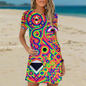 Fashionable Fluorescent Summer Mini Dress with 3D Patterns Collection - ALOE WINGS STORE