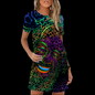 Fashionable Fluorescent Summer Mini Dress with 3D Patterns Collection - ALOE WINGS STORE