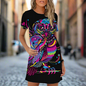 Fashionable Fluorescent Summer Mini Dress with 3D Patterns Collection - ALOE WINGS STORE