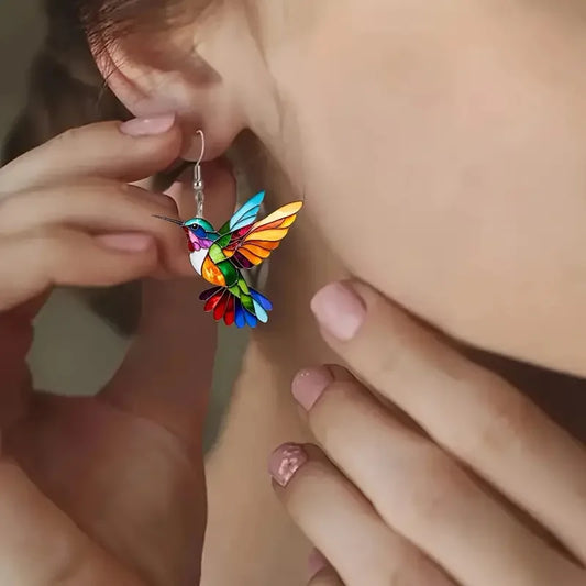 Vibrant Hummingbird Eardrop Earrings - ALOE WINGS STORE
