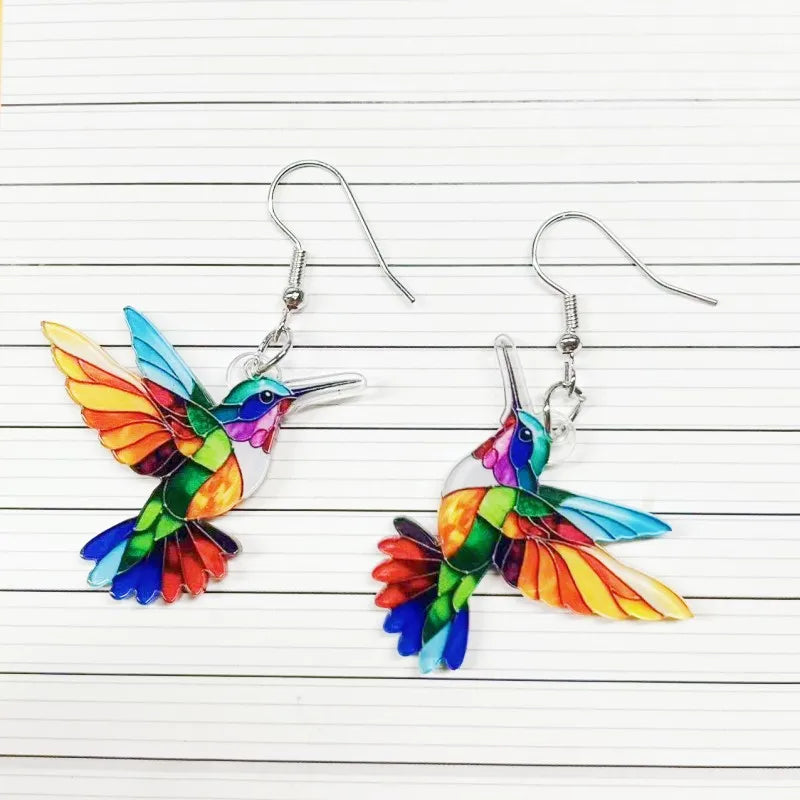Vibrant Hummingbird Eardrop Earrings - ALOE WINGS STORE