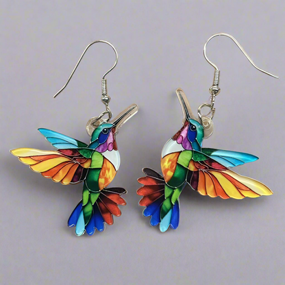 Vibrant Hummingbird Eardrop Earrings - ALOE WINGS STORE
