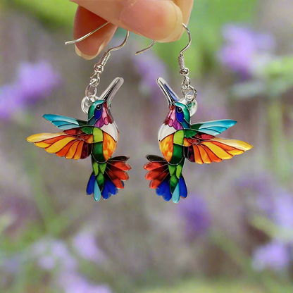 Vibrant Hummingbird Eardrop Earrings - ALOE WINGS STORE