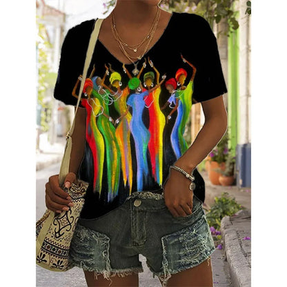 Western Ethnic Styles V-Neck T-Shirts Collecton (S-3XL) - ALOE WINGS STORE