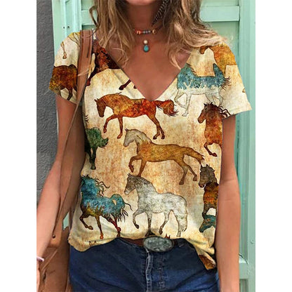 Western Ethnic Styles V-Neck T-Shirts Collecton (S-3XL) - ALOE WINGS STORE