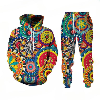 Unisex Ethnic Mandala Print 2-Piece Tracksuit Set [SELECTION] - ALOE WINGS STORE