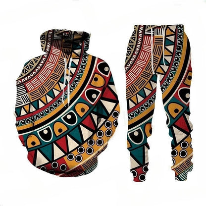 Unisex Ethnic Mandala Print 2-Piece Tracksuit Set [SELECTION] - ALOE WINGS STORE