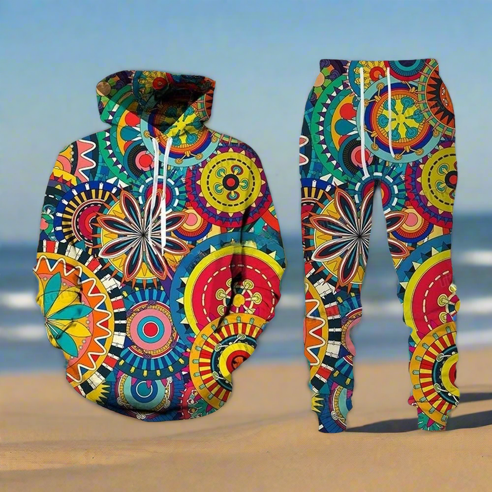 Unisex Ethnic Mandala Print 2-Piece Tracksuit Set [SELECTION] - ALOE WINGS STORE