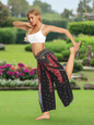 Women's Ethnic Style Wide-Leg Trousers with Side Slit - ALOE WINGS STORE