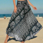 Women's Boho Floral Maxi Skirts – Beachwear, Elastic Waist, Halter Bandage Style - ALOE WINGS STORE