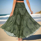 Women's Boho Floral Maxi Skirts – Beachwear, Elastic Waist, Halter Bandage Style - ALOE WINGS STORE