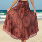 Women's Boho Floral Maxi Skirts – Beachwear, Elastic Waist, Halter Bandage Style - ALOE WINGS STORE