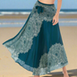 Women's Boho Floral Maxi Skirts – Beachwear, Elastic Waist, Halter Bandage Style - ALOE WINGS STORE