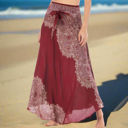 Women's Boho Floral Maxi Skirts – Beachwear, Elastic Waist, Halter Bandage Style - ALOE WINGS STORE
