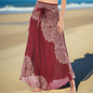 Women's Boho Floral Maxi Skirts – Beachwear, Elastic Waist, Halter Bandage Style - ALOE WINGS STORE