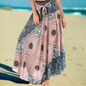 Women's Boho Floral Maxi Skirts – Beachwear, Elastic Waist, Halter Bandage Style - ALOE WINGS STORE