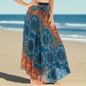 Women's Boho Floral Maxi Skirts – Beachwear, Elastic Waist, Halter Bandage Style - ALOE WINGS STORE