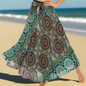 Women's Boho Floral Maxi Skirts – Beachwear, Elastic Waist, Halter Bandage Style - ALOE WINGS STORE
