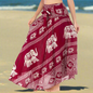 Women's Boho Floral Maxi Skirts – Beachwear, Elastic Waist, Halter Bandage Style - ALOE WINGS STORE