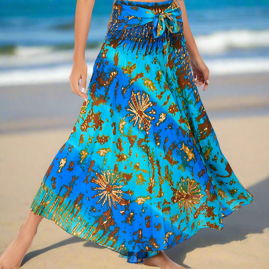 Women's Boho Floral Maxi Skirts – Beachwear, Elastic Waist, Halter Bandage Style - ALOE WINGS STORE