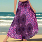 Women's Boho Floral Maxi Skirts – Beachwear, Elastic Waist, Halter Bandage Style - ALOE WINGS STORE
