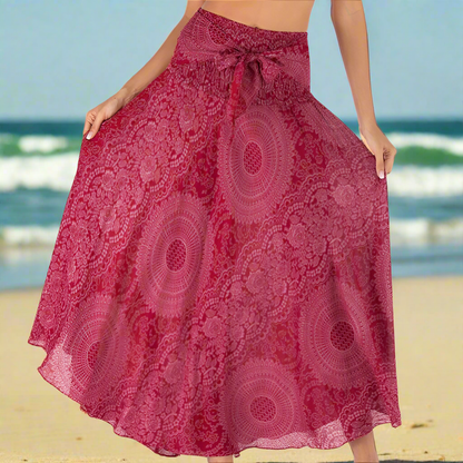 Women's Boho Floral Maxi Skirts – Beachwear, Elastic Waist, Halter Bandage Style - ALOE WINGS STORE