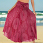 Women's Boho Floral Maxi Skirts – Beachwear, Elastic Waist, Halter Bandage Style - ALOE WINGS STORE