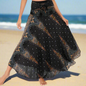 Women's Boho Floral Maxi Skirts – Beachwear, Elastic Waist, Halter Bandage Style - ALOE WINGS STORE