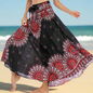 Women's Boho Floral Maxi Skirts – Beachwear, Elastic Waist, Halter Bandage Style - ALOE WINGS STORE