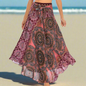 Women's Boho Floral Maxi Skirts – Beachwear, Elastic Waist, Halter Bandage Style - ALOE WINGS STORE