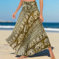 Women's Boho Floral Maxi Skirts – Beachwear, Elastic Waist, Halter Bandage Style - ALOE WINGS STORE