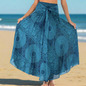 Women's Boho Floral Maxi Skirts – Beachwear, Elastic Waist, Halter Bandage Style - ALOE WINGS STORE
