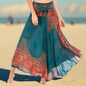 Women's Boho Floral Maxi Skirts – Beachwear, Elastic Waist, Halter Bandage Style - ALOE WINGS STORE