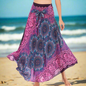 Women's Boho Floral Maxi Skirts – Beachwear, Elastic Waist, Halter Bandage Style - ALOE WINGS STORE