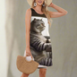 Elegant Sleeveless Knee-Length Dress Collection with Animal and Plant Prints - ALOE WINGS STORE