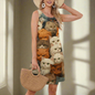 Elegant Sleeveless Knee-Length Dress Collection with Animal and Plant Prints - ALOE WINGS STORE