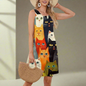 Elegant Sleeveless Knee-Length Dress Collection with Animal and Plant Prints - ALOE WINGS STORE