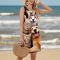 Elegant Sleeveless Knee-Length Dress Collection with Animal and Plant Prints - ALOE WINGS STORE
