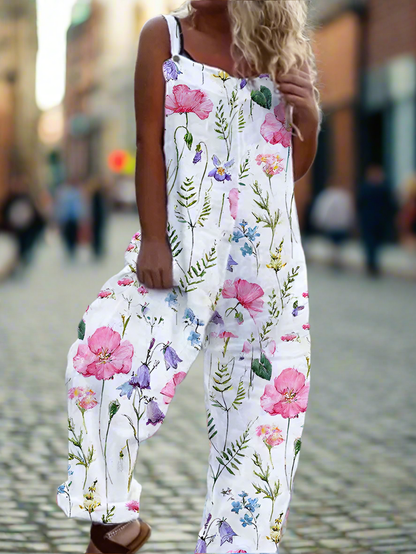 2.Retro Rebel Floral Jumpsuit – Strappy Street Style Romper Collection - ALOE WINGS STORE