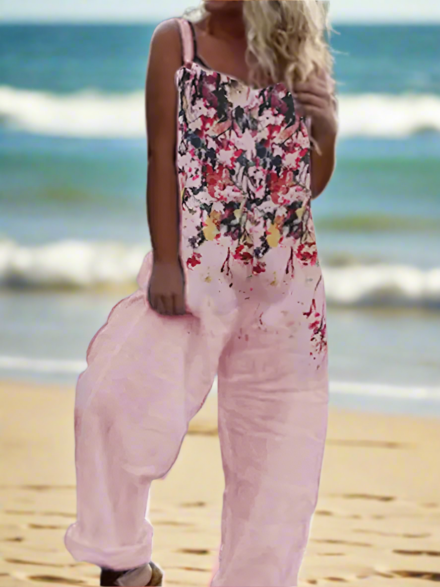 1.Retro Rebel Floral Jumpsuit – Strappy Street Style Romper Collection - ALOE WINGS STORE