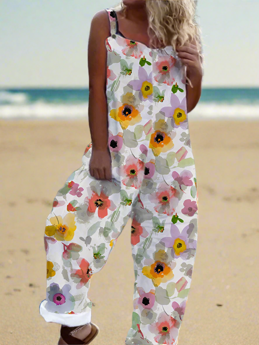 1.Retro Rebel Floral Jumpsuit – Strappy Street Style Romper Collection - ALOE WINGS STORE