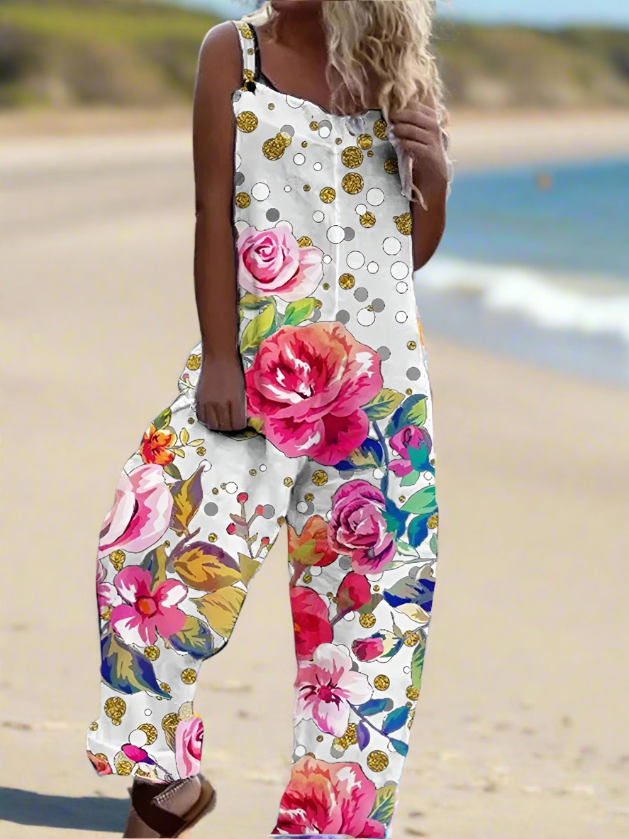 1.Retro Rebel Floral Jumpsuit – Strappy Street Style Romper Collection - ALOE WINGS STORE