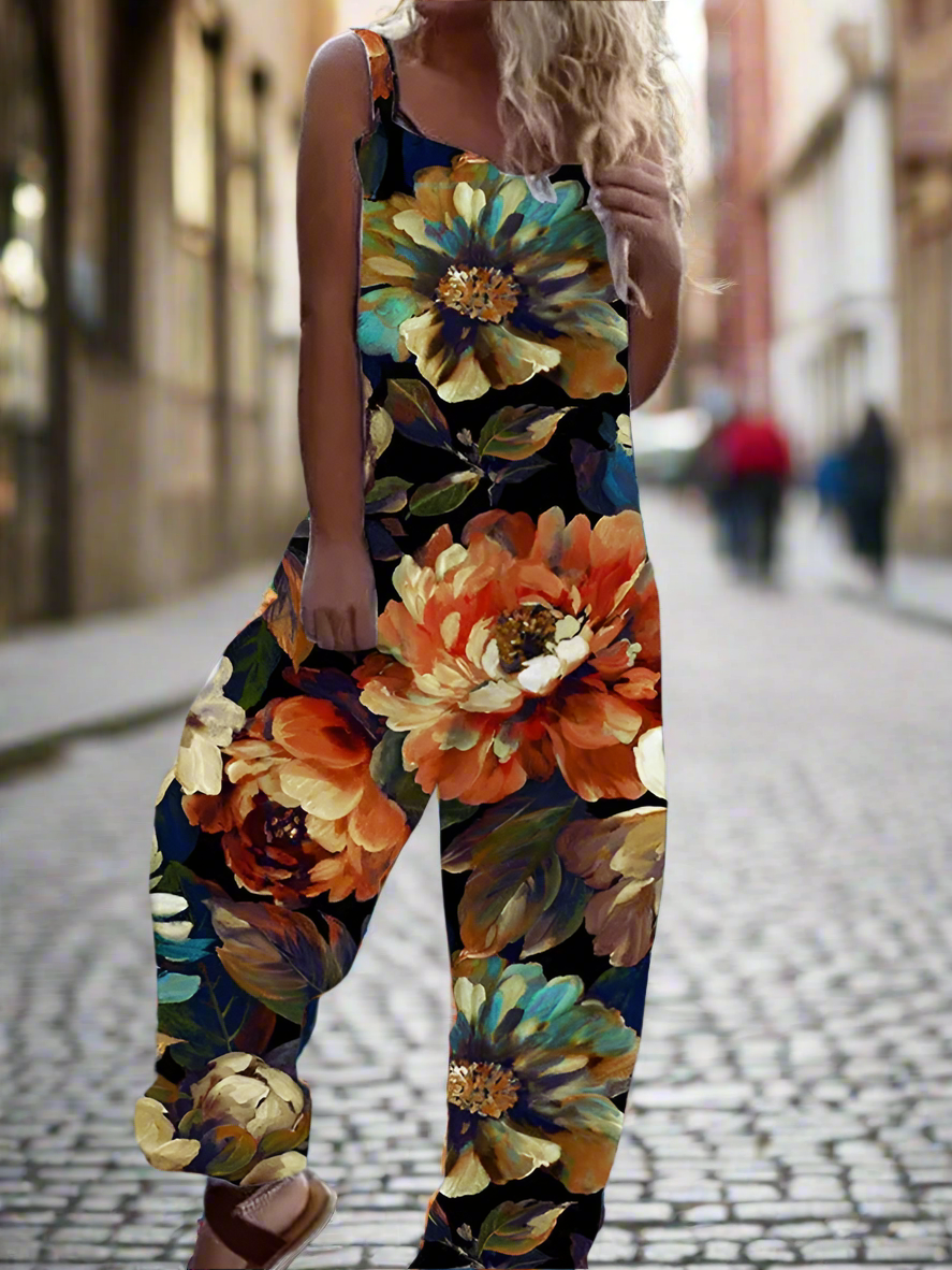 1.Retro Rebel Floral Jumpsuit – Strappy Street Style Romper Collection - ALOE WINGS STORE