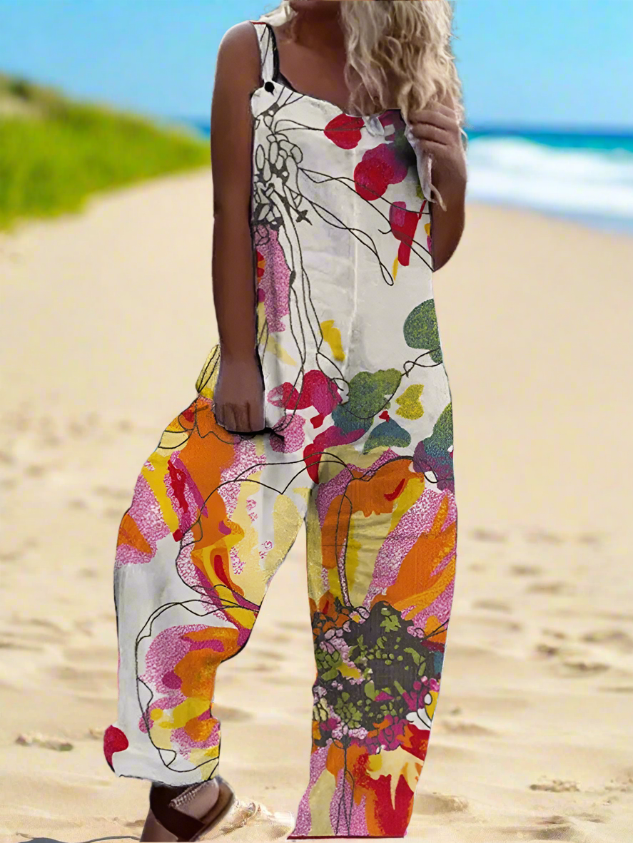 1.Retro Rebel Floral Jumpsuit – Strappy Street Style Romper Collection - ALOE WINGS STORE